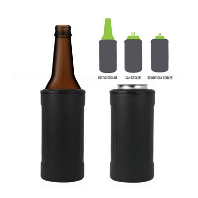 China Durable Double Wall Stainless Steel Insulated 12oz Slim 4 In 1 Cooler Holder For Beer Can Bottle for sale