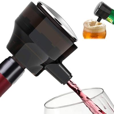 China Disposable Electric High Speed ​​Ultrasonic Beer Decanter Foam Maker Instant Wine Aerator Pourer with 2 Bases Fit for Cans and Bottles for sale