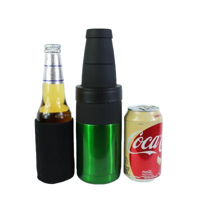 China Sustainable 2 in 1 BPA Free Portable Outdoor Lean Neoprene Sleeve Vacuum Insulated Refrigerator Stainless Steel Beer Can Cooler for sale