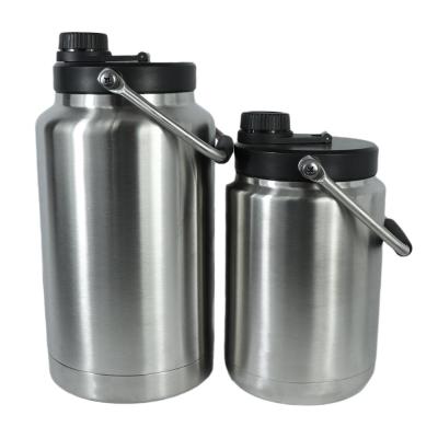 China Custom Business Logo 1 Gallon 64oz Stainless Steel Beer Wine Shakers Double Wall Insulated Water Bottle for sale