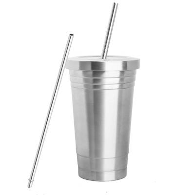 China Sustainable Stainless Steel Double Wall Vacuum Insulated Drinking Tumbler Cup Coffee Mug With Straw 17oz 24oz for sale