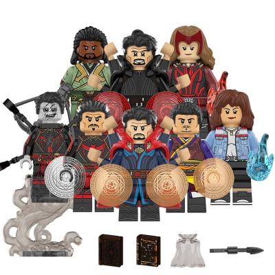 China New Super Heroes DIY Mini Brick KT1057 Action Number Block Building Toys Doctor Strange Spiderman King Mordo Scarlet Witch For Children Juguetes for sale