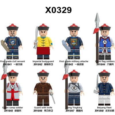 China DIY Building Brick X0329 Ming Qing Solider Camp Soldier Beiyang Fleet Green Solider Building Block Cartoon Mini Action Figures Bricks Assembly Toy for sale