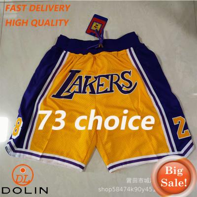 China High Quality Breathable Embroidered Basketball Shorts Just Put On Shorts Laker Bulls Mens Sports All Star Magic Men Running Shorts for sale