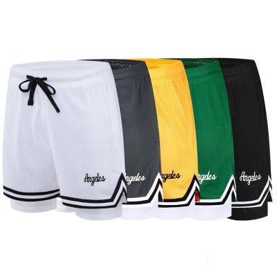 China 2022 hot sale men's breathable basketball shorts patch custom embroidery logo embroidery quick drys mesh basketball shorts with pockets for sale