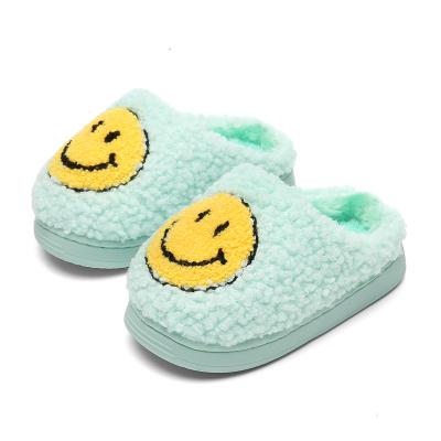 China World-Victory Round Slippers Cartoon Smile Cute PVC Kids Fashion Winter Girls Boys Living Cotton Indoor Warm Baby Shoes for sale