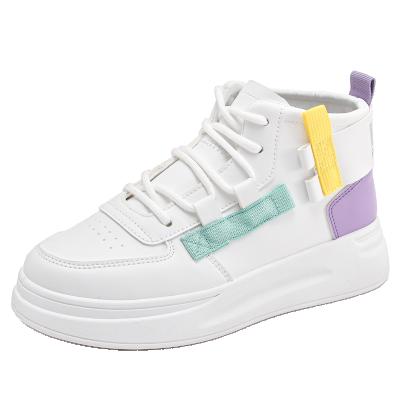 China New Fashion Trend Worldwin Style Height Increasing High Top White Skateboarding Shoes Sneakers For Women for sale