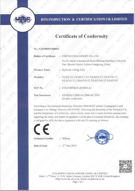 CE - Guangdong Fortran Machinery Co., Ltd.