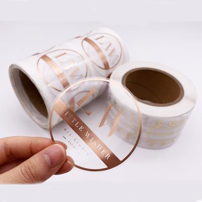 China Customized Printing Transparent Die Cut Stickers Custom Holographic Self Adhesive Logo Clear Gold Foil Stickers Holographic Vinyl Label for sale