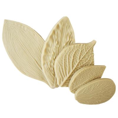 China Sustainable 5PCS/Set Fondant Cake Decorating Tools Flower Making GumPaste Peony Rose Floral Petal Leaf Veiner Silicone Mold for sale