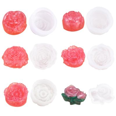 China Sustainable Rose Flowers Shape Silicone Jewelry Clay Crystal Resin Molds Handmade Soap Chocolate Molds Fondant Cake Molds for sale