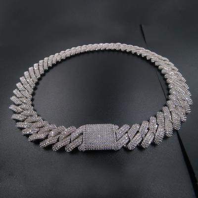 China Hiphop 2cm Width Hip Hop Rock Jewelry Iced Out Pave Bling Bling Zircon Bang Link Chain Necklace for sale