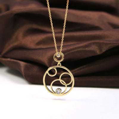 China Low Price Romantic Round Geometric Gold Plated Minimalist Necklace Earrings Jewelry Set Simple Diamond Wedding Party Jewelry Set For Women for sale