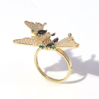 China FASHIONABLE Trendy High Quality Gold Plated Jewelry Women Finger Butterfly Open Adjustable Ring for sale