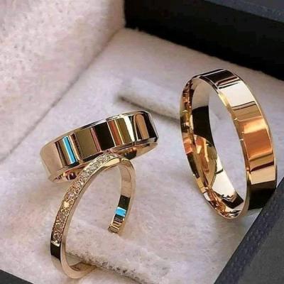 China Other 2025 Fashion Simple Designs Matching Wedding s Size 10 Couples 14k Gold Stainless Steel Lesbian 18k 24 Carat Female Ring for sale