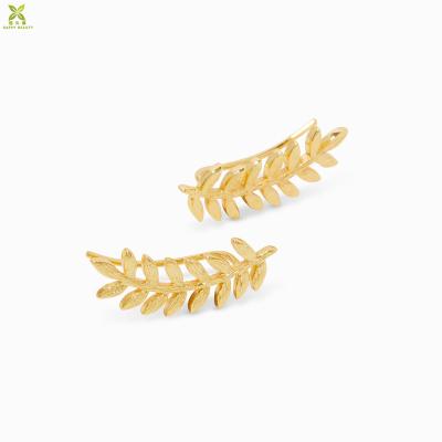 China Wholesale 925 Sterling Silver CLASSIC Earrings Gold Plated Leaf Ear Climber Earrings for sale