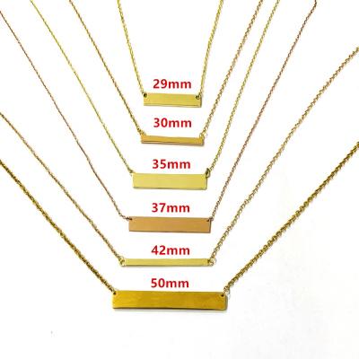 China Custom Fashion 14k 18k 24k Gold Plated 925 Blank Bar Name Necklaces for sale