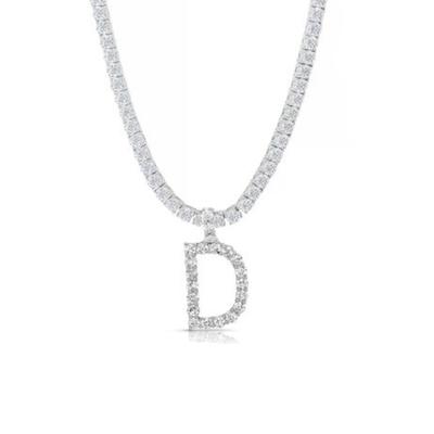 China Trendy Hip Hop Jewelry Zircon Tennis Necklace With Letter Pendant Necklaces For Men And Women for sale