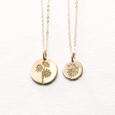 China Office / Career Customized Engraved Stainless Steel Daisy Flower Symbols Necklace Birth Flower Personalized Necklaces for sale