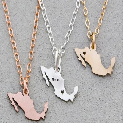 China Wholesale Custom Fashion World Map Necklace State Pendant Necklaces for sale