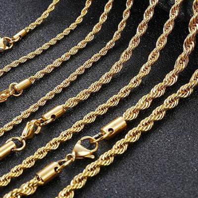 China Newest FASHIONABLE Hot Sale Style Stainless Steel 14k Gold Plated Twisted Rope Chain Women Jewelry Necklaces for sale