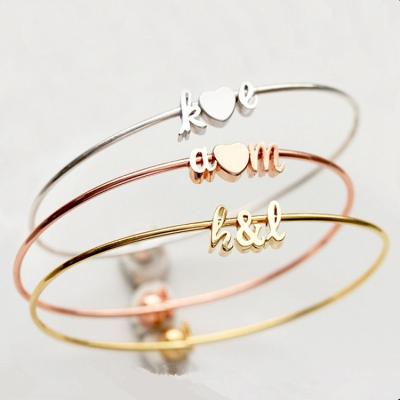 China Brass Wire Adjustable Slider Bangle Initial Number Bead Letter Charm Bracelet DIY Women for sale