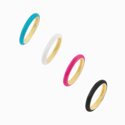 China FASHIONABLE Wholesale Delicate Multicolor Stacking Ring Colorful Enamel Band Rings Jewelry Women for sale