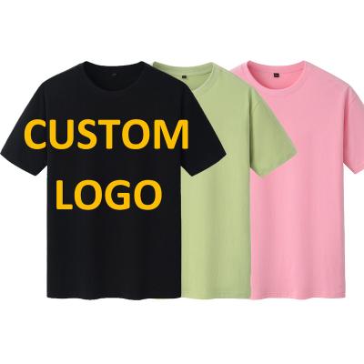 China Wholesale High Quality Men's White 100% Cotton T-shirt Anti-wrinkle Printing Custom Logo Printed Black T-shirt Plain Tees for sale