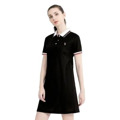 China Custom Anti-wrinkle Short Sleeve Women Golf Pick Basic Black Polo Dress Clothes for sale