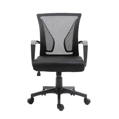 China high quality 360degree swivel mesh pp armrest fabric black fabric rotating desk with nylon caster metal base ergonomic chair for sale