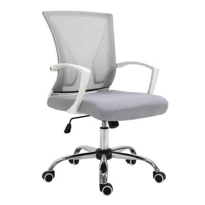 China 360degree Swivel Anji White Revolving Mesh Metal Armrest Gray Fabric Office With Metal Base 5 Wheels Ergonomic Chair For Sale for sale