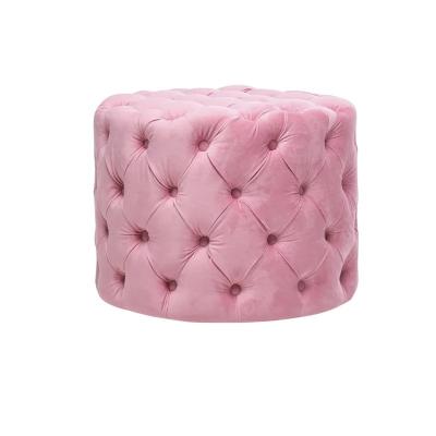 China Modern Velvet Tufted Round Storage Stool Foot Stool for sale