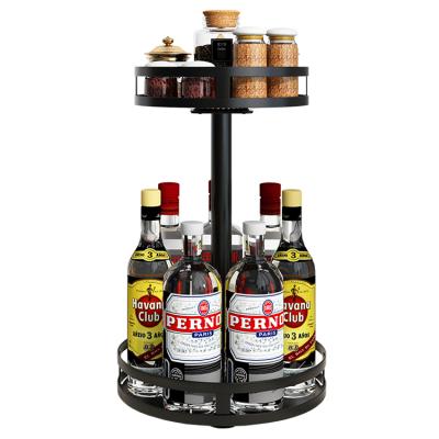 China 3 Layers Shelf Spice Rack Standable Black Container Free Standing Rotating Metal for sale