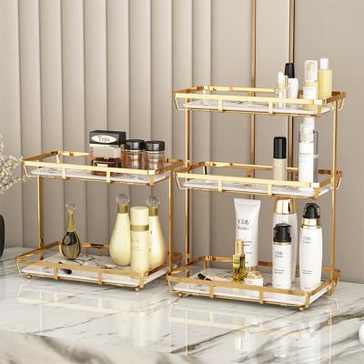 China Fashion Nordic Large Gold Professional Clear Makeup Organizer Cosmetic Storage Box Boxed Storage Cosmetic Display for sale