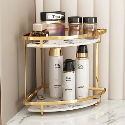 China Large Golden Makeup Storage Box Cosmetic Storage Display Nordic Sustainable Professional Clear Cosmetic Organizer Box for sale