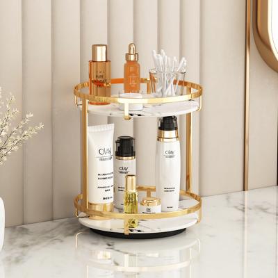 China Durable Metal Gold Rotating Makeup Organizer Cosmetic Shelf Accessories Luxury for sale