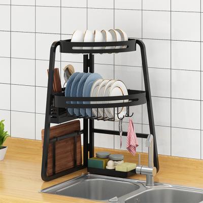 China Sustainable Dish Bowl Cups Spoon Storage Rack Over Sink Dish Drying Rack Iron Dish Racks for sale