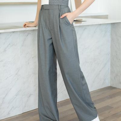 China 2021 Spring Anti-pilling Formal Women's High Waist Pants Straight Tube New Suit Pants Drape Wide Leg Trousers for sale