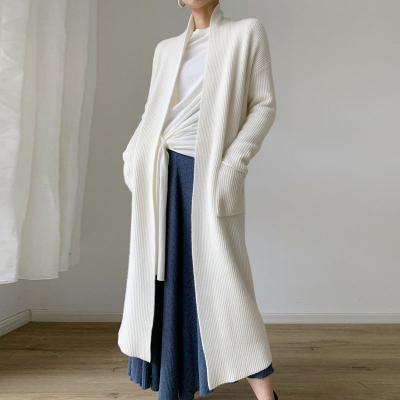 China Custom Women QUICK DRY Autumn And Winter Loose Casual Elegant Cashmere Knit Long Coat Cardigan With Belt for sale