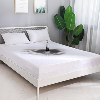 China Waterproof Premium 100% Polyester Knitted Tacks Fitted Waterproof Zippered Mattress Cover for sale