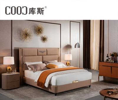 China Designer Convertible Modern King Headboard Set Superdroom Project Villa Home Bedroom Leather Upholstered Bed for sale