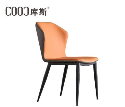 China Minimalist Modern Designer Home Kitchen Furniture Set Metal Frame Restaurant Chair Home Leather Upholster Dining Chairs for sale