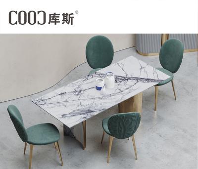 China Cruise Ship Luxury Home Hotel Slate Dining Table Slate Furniture Interior Dining Table 6 Chairs for sale