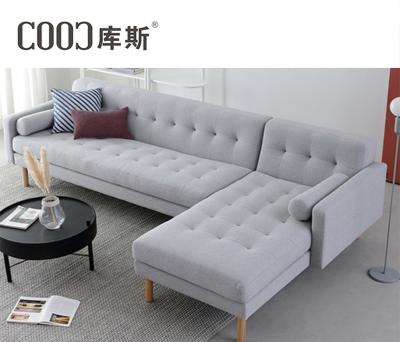 China Hot Sales Convertible Light Gray Simple Style Comfortable Three Seater Fabric Loveseat/Sofa For Living Room for sale