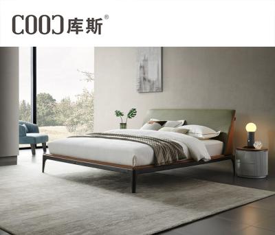 China Bedroom furniture offer project world cup genuine leather flats bed with original king size nighstand bed for sale