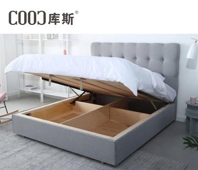 China COOC Promotion Home Furniture Adjustable Cotton Fabric Single Light Gray Soft King Bed (Other) With Storage for sale