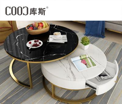 China 2020 Newest Modern Simple Style Glass Marble Top Black Glass Tea Center Coffee Table for sale