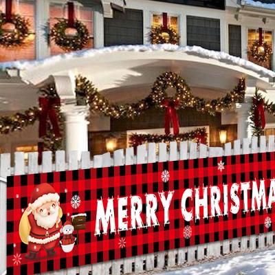 China 300D Oxford Cloth Plaid Christmas Ornament 180*40cm Red Black Christmas Banner Outdoor Indoor Christmas Decor for sale