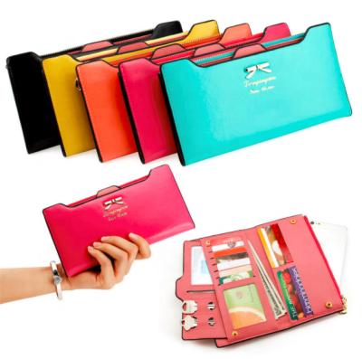 China Waterproof Women Leather Long Slim Cute Bow Purse ID Credit Card Holder Multi Gift for sale