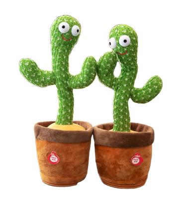 China Talking Repeat Cactus Plush Toys Dancing Electronic Cactus Shake Childhood Funny Toys With Song for sale